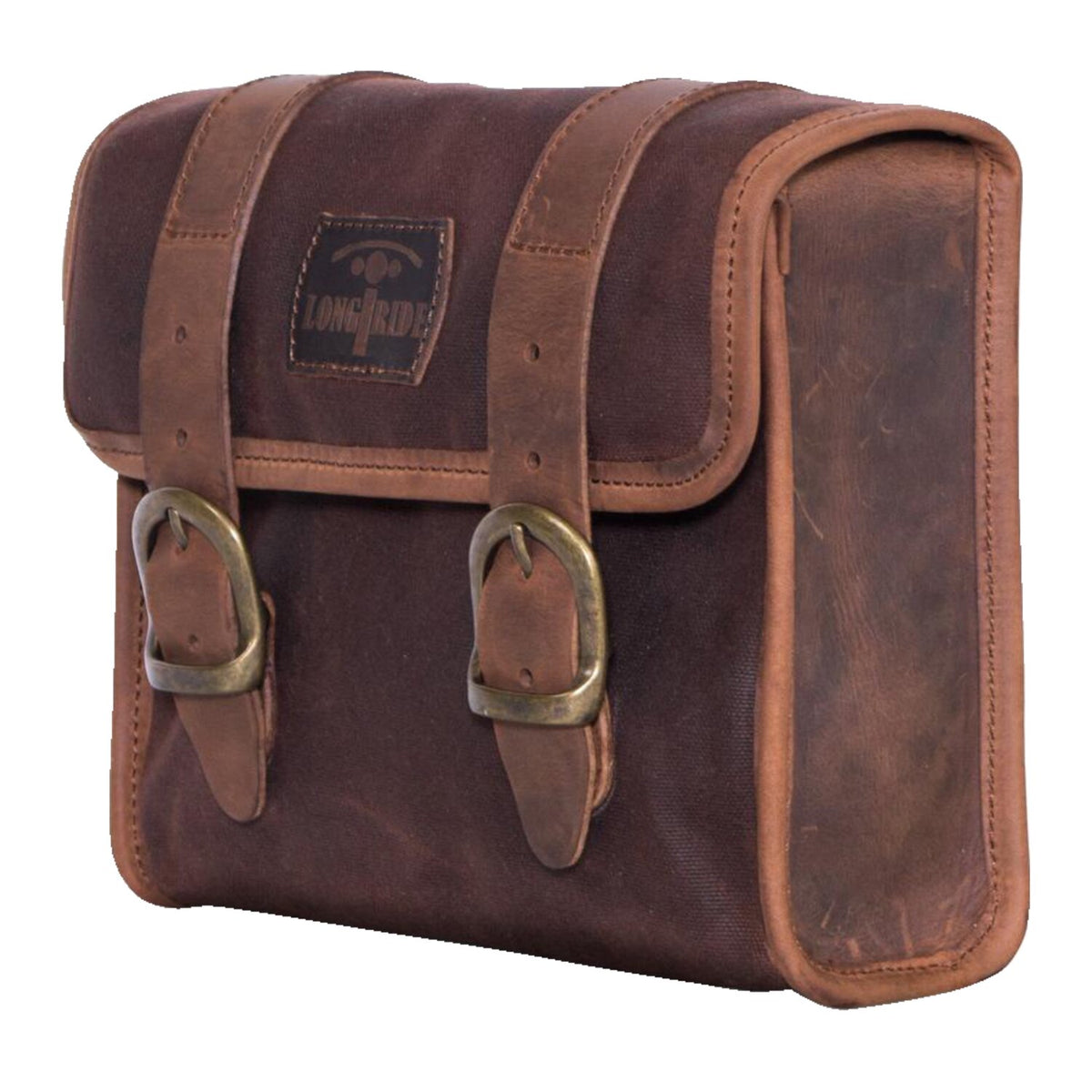 Longride, 'Mini' waxed cotton saddlebag. Marron Brown