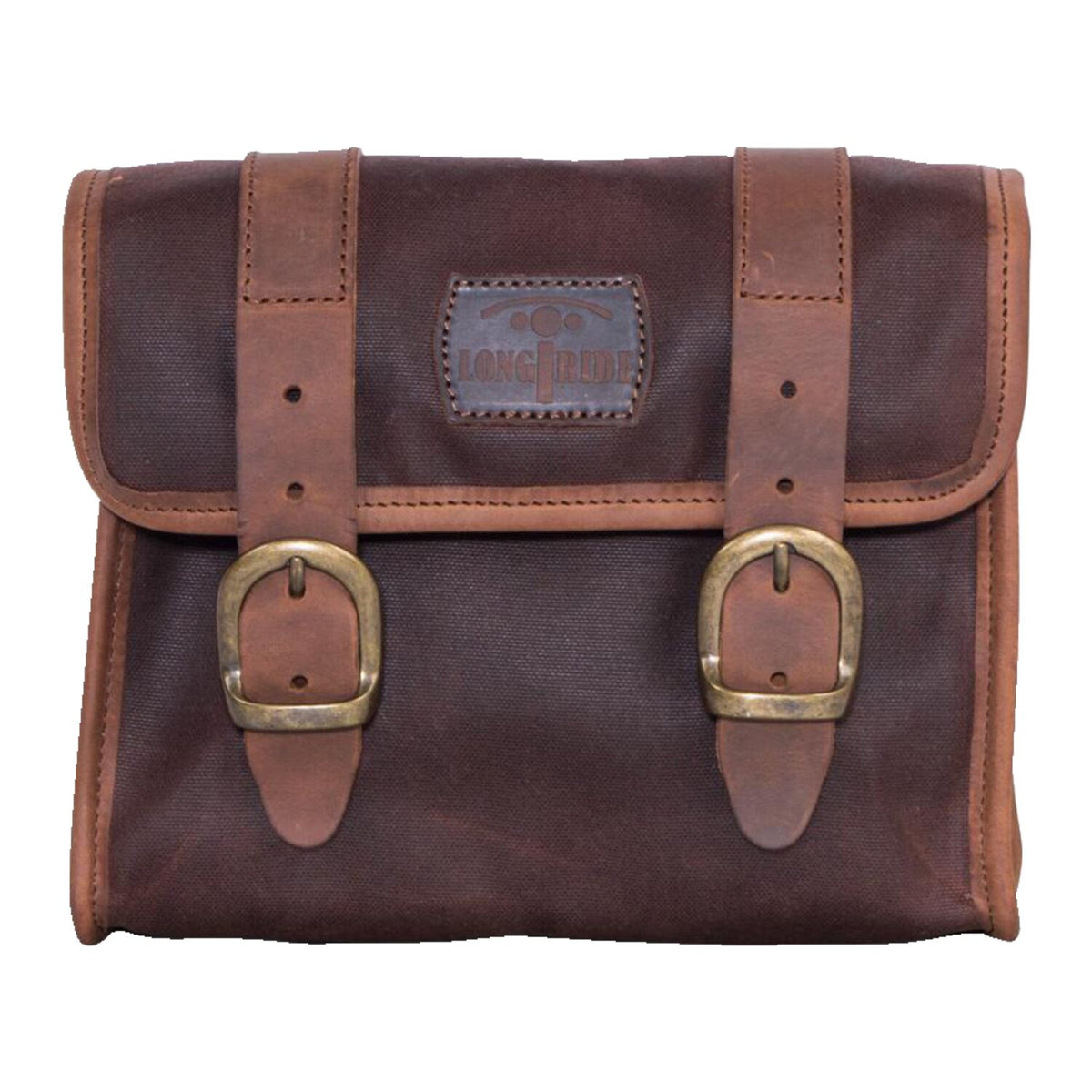 Longride, 'Mini' waxed cotton saddlebag. Marron Brown