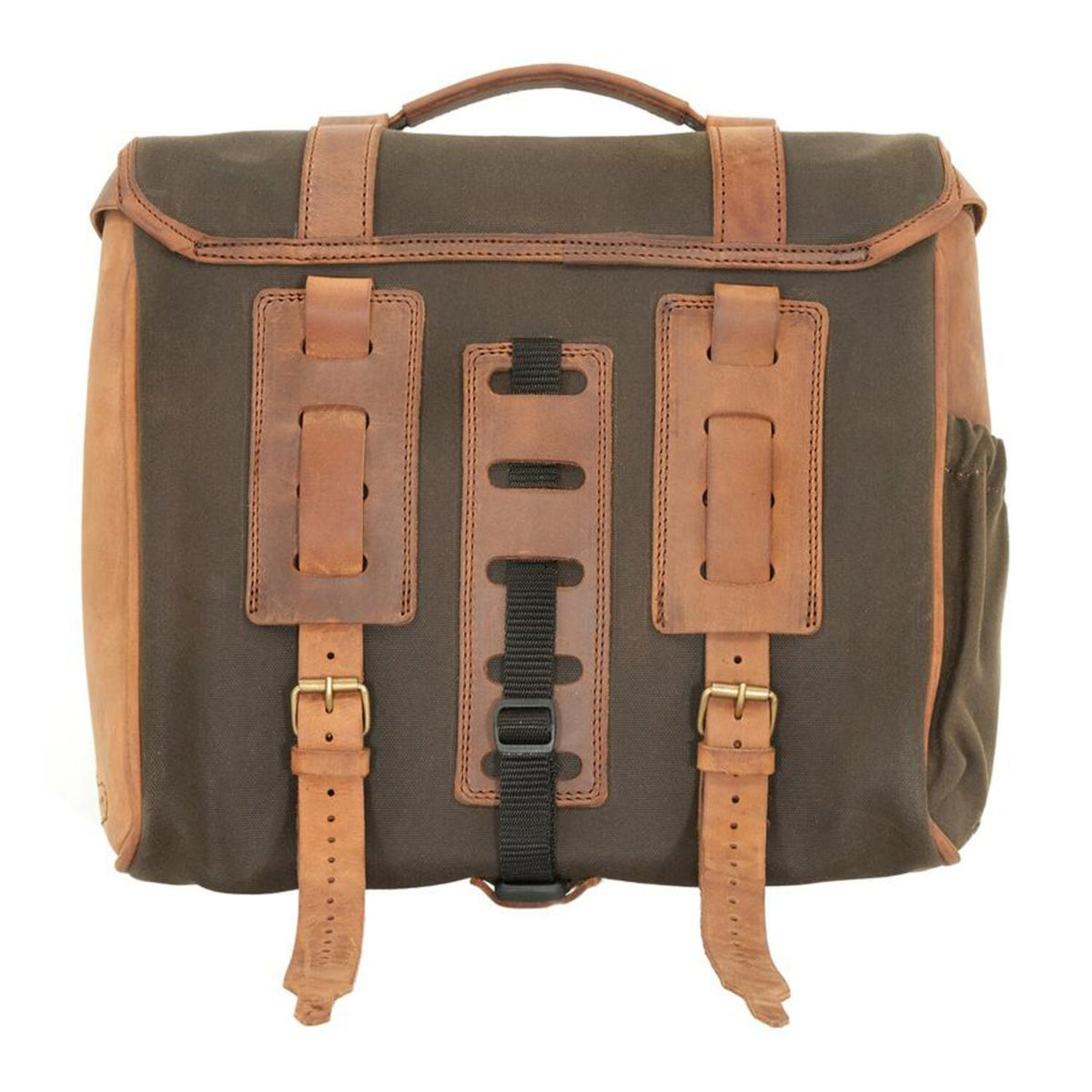 Longride, 'Classic' waxed cotton saddlebag. Khaki