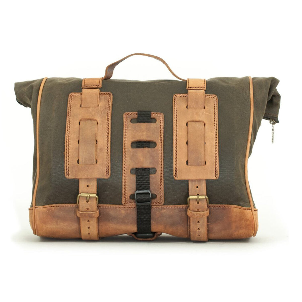 Longride, 'Old Chopper' waxed cotton saddlebag. Khaki