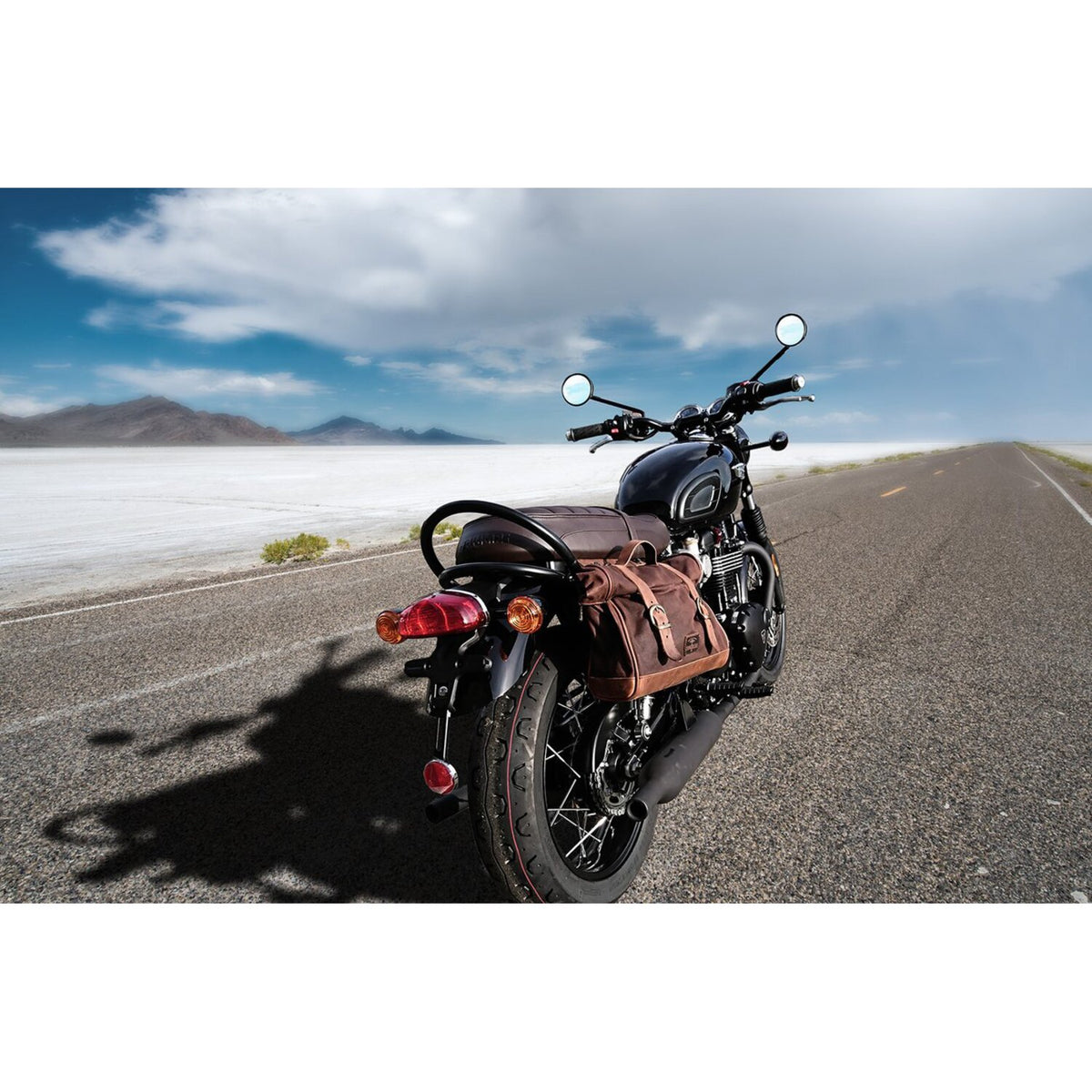 Longride, 'Old Chopper' waxed cotton saddlebag. Marron Brown