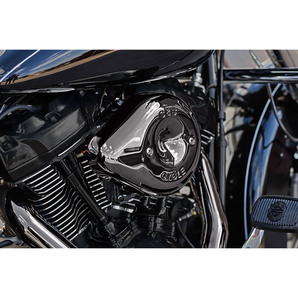 S&S, Stealth Teardrop cover. Lava Chrome