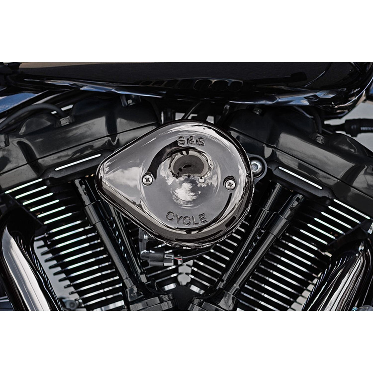 S&S, Stealth Mini-Teardrop air cleaner kit. Lava Chrome