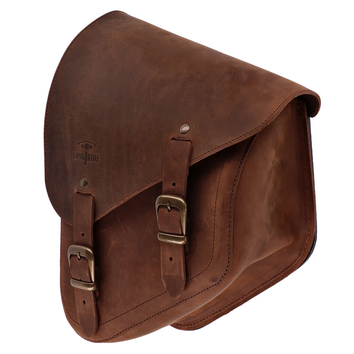 Longride, swingarm bag. Smooth, brown leather