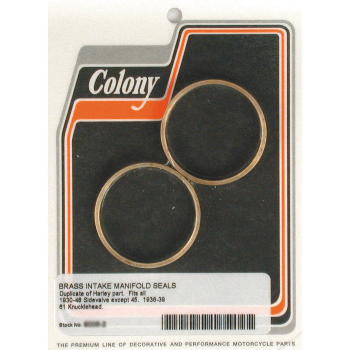 Colony, manifold intake seals. Plumber style