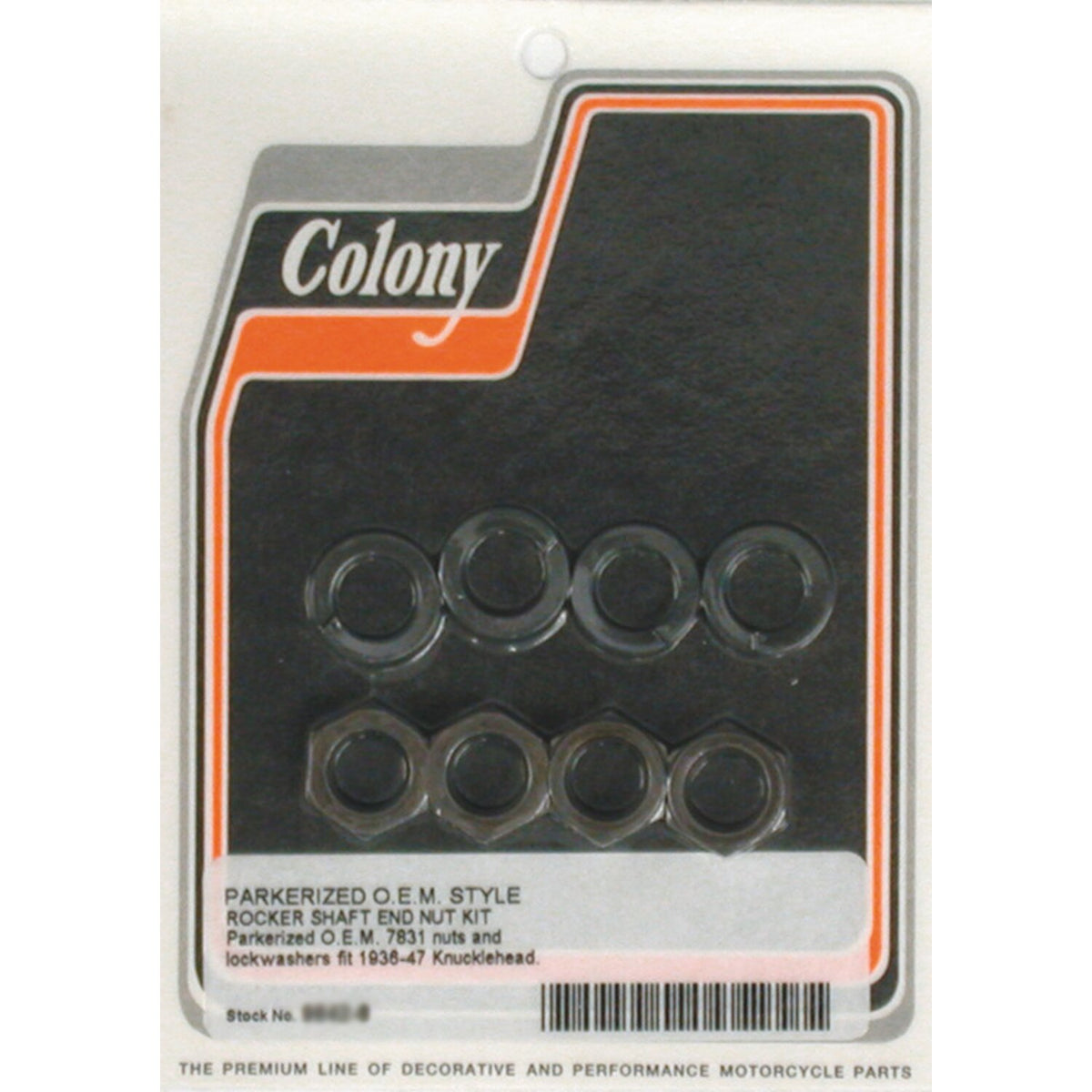 Colony, rocker shaft end nut kit. Black