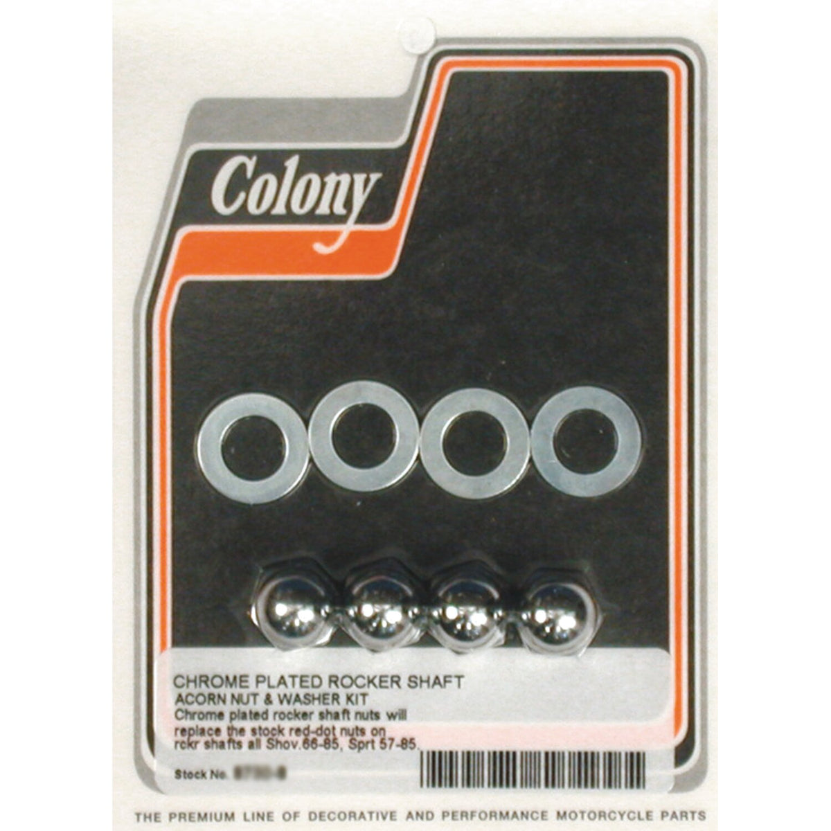 Colony, rocker shaft end nut set. Acorn style, chrome