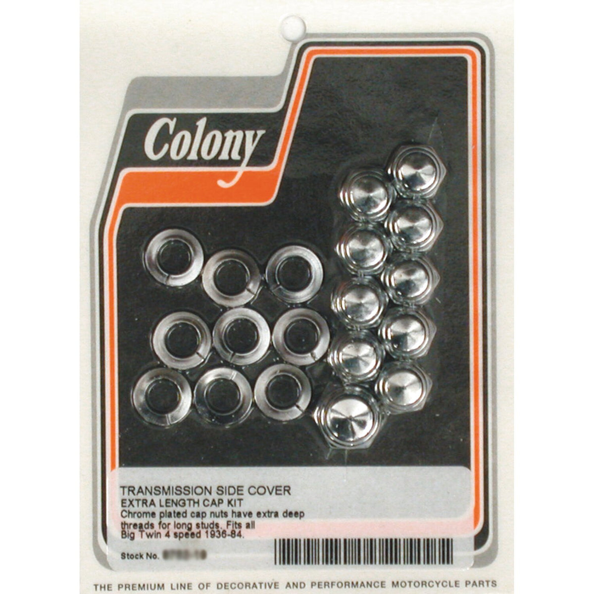 Colony, transmission side cover screw kit. Deep Cap chrome