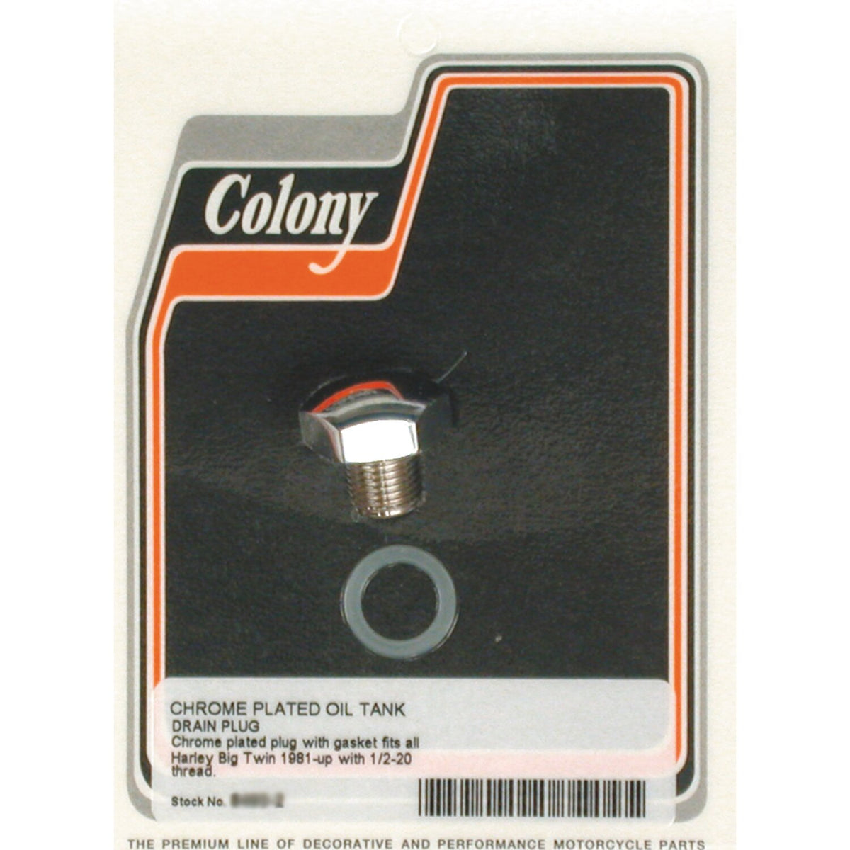 GW, oil drain plug, hex head 1/2"-20. Chrome