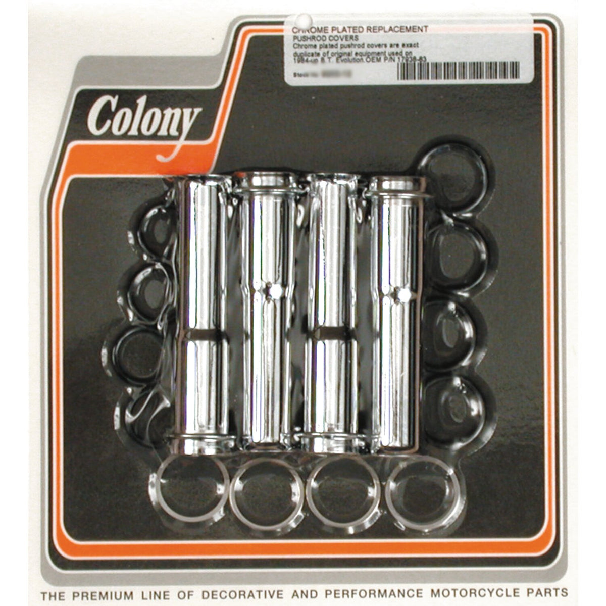 Colony, 84-99 lower pushrod cover kit. Chrome