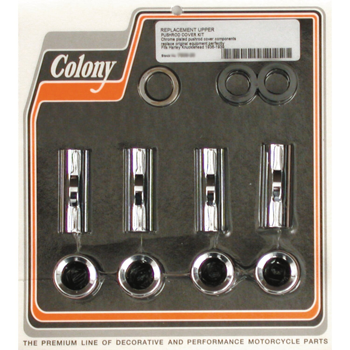 Colony, 36-39 upper pushrod cover kit. Chrome