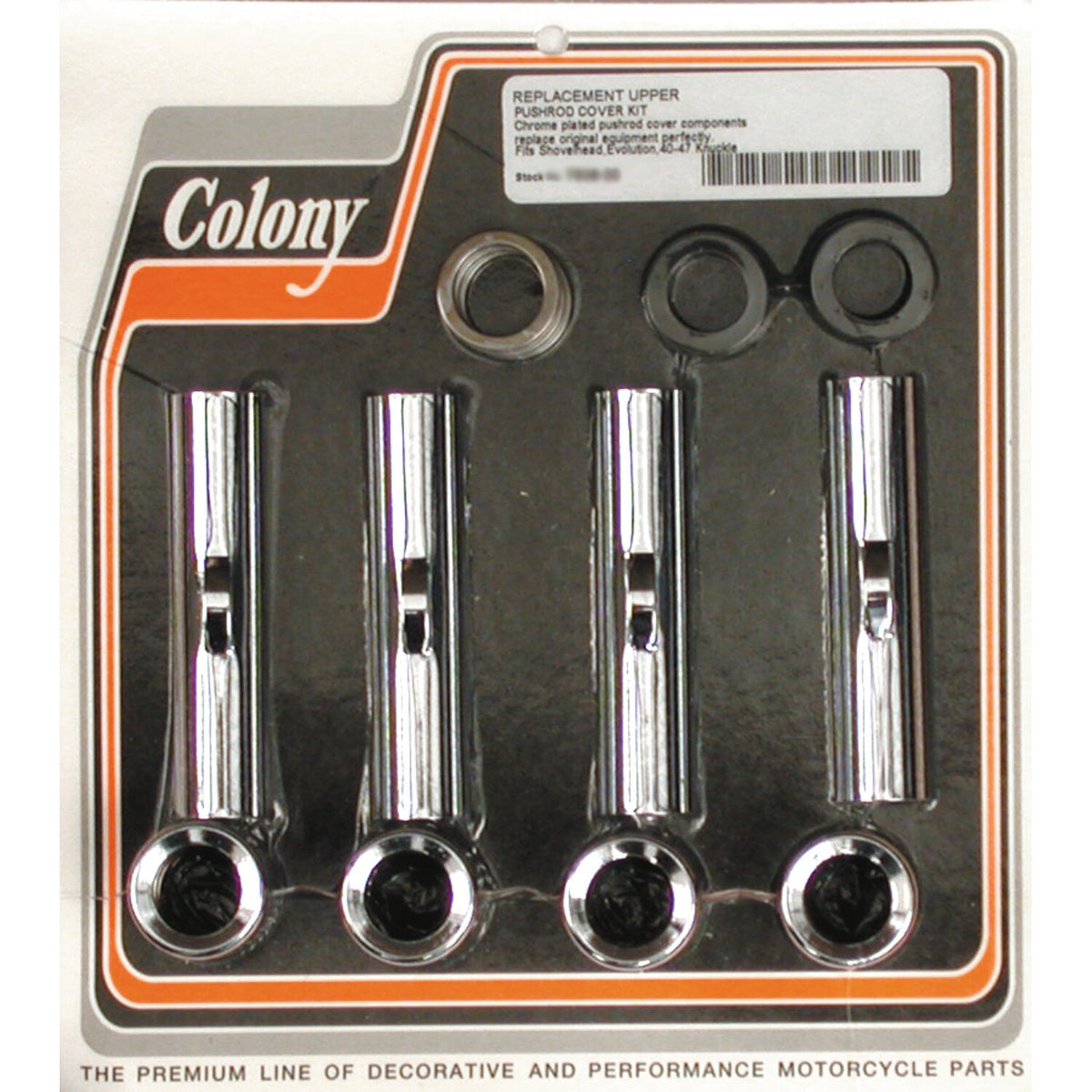 Colony, 40-99 upper pushrod cover kit. Chrome