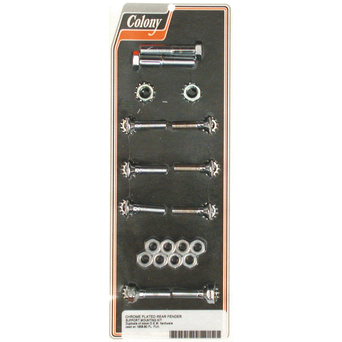 Colony, rear fender mount kit. Chrome