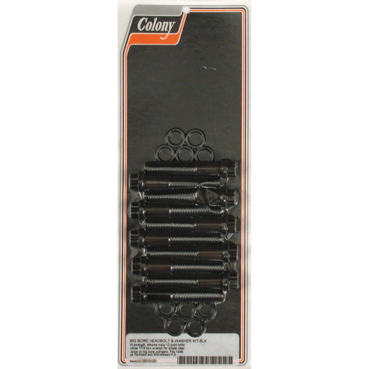 Colony, 12-point 'big bore' head bolt kit. Black