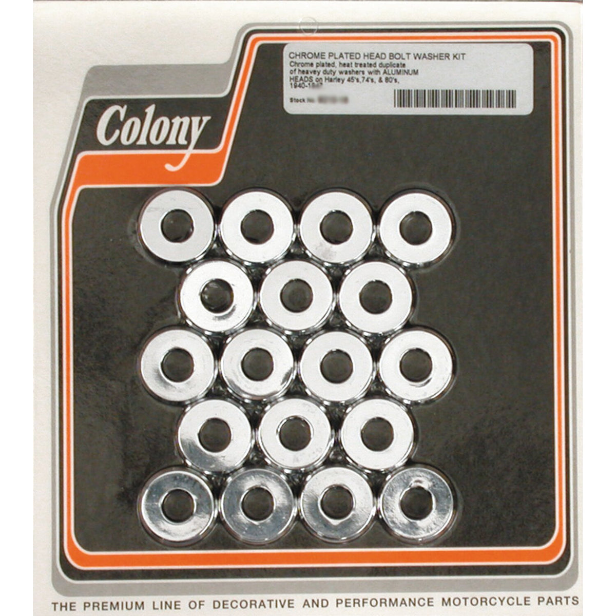 Colony head bolt washer set. Chrome