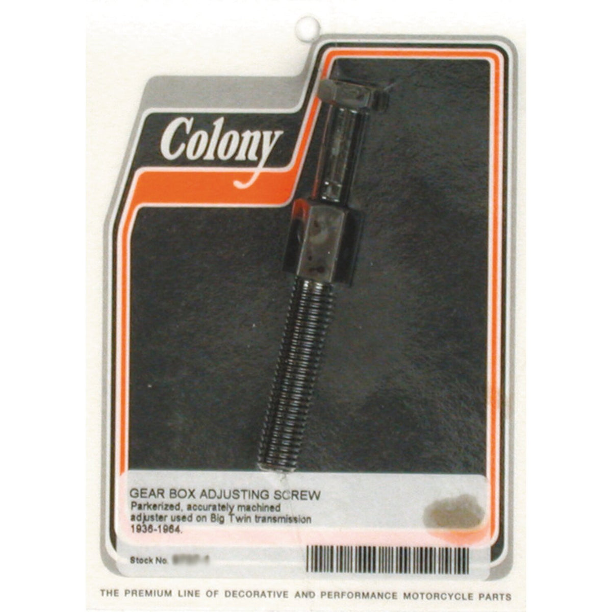 Colony, transmission adjuster bolt. Black parkerized