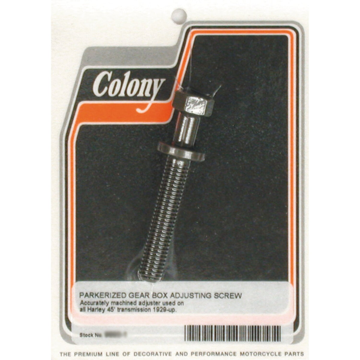 Colony, transmission adjuster bolt. Black parkerized