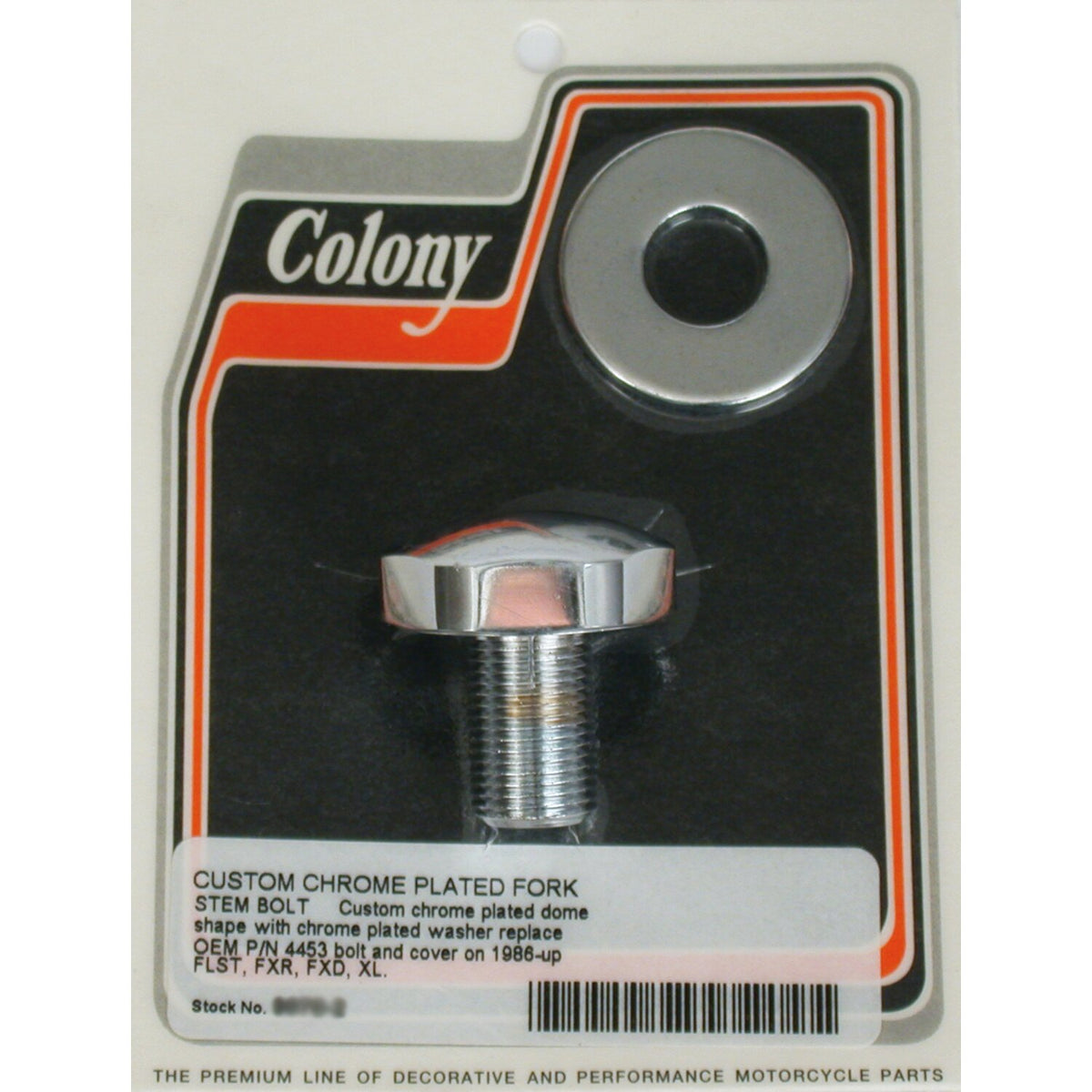 Colony, fork stem bolt & washer set. Chrome