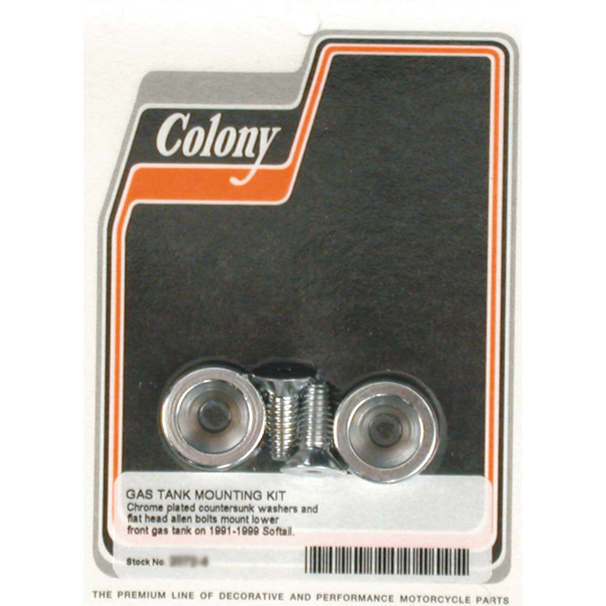 Colony, front side gas tank mount kit. Chrome