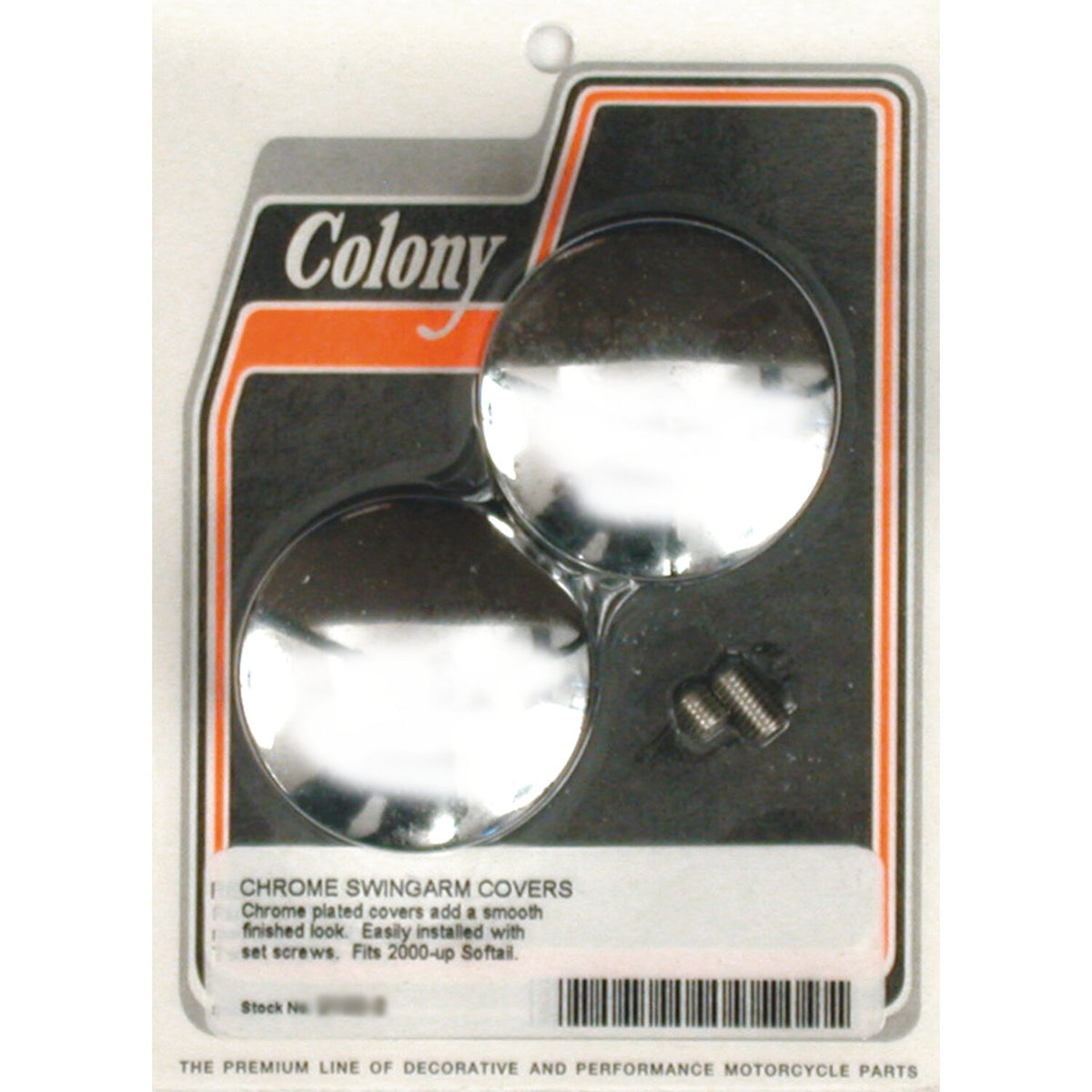 Colony, swingarm pivot bolt cover set. Chrome, domed