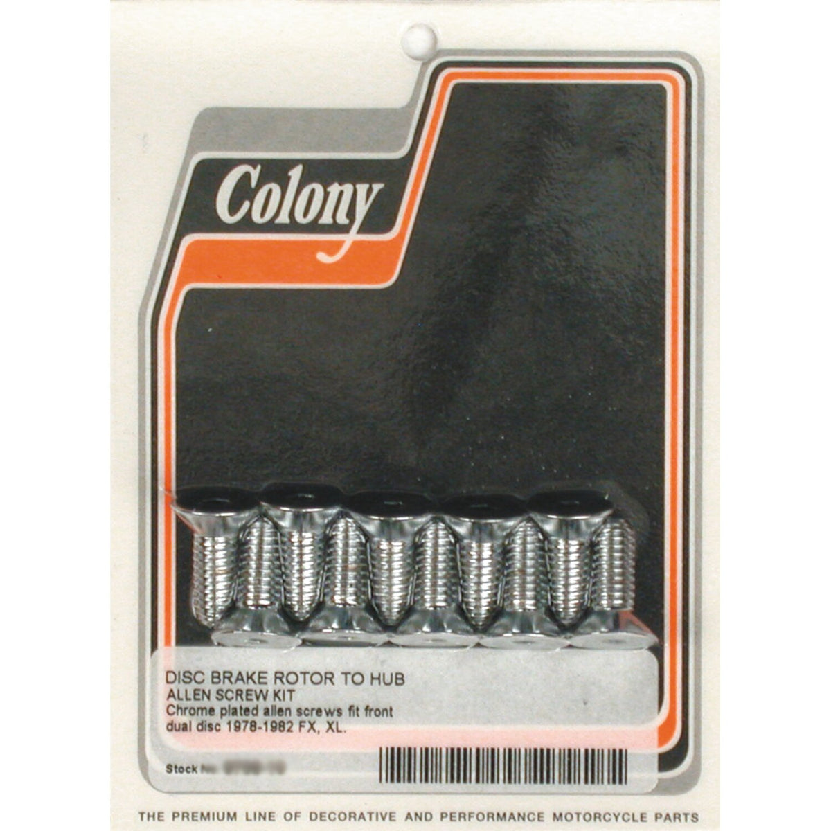 Colony, front brake rotor bolt kit. Chrome