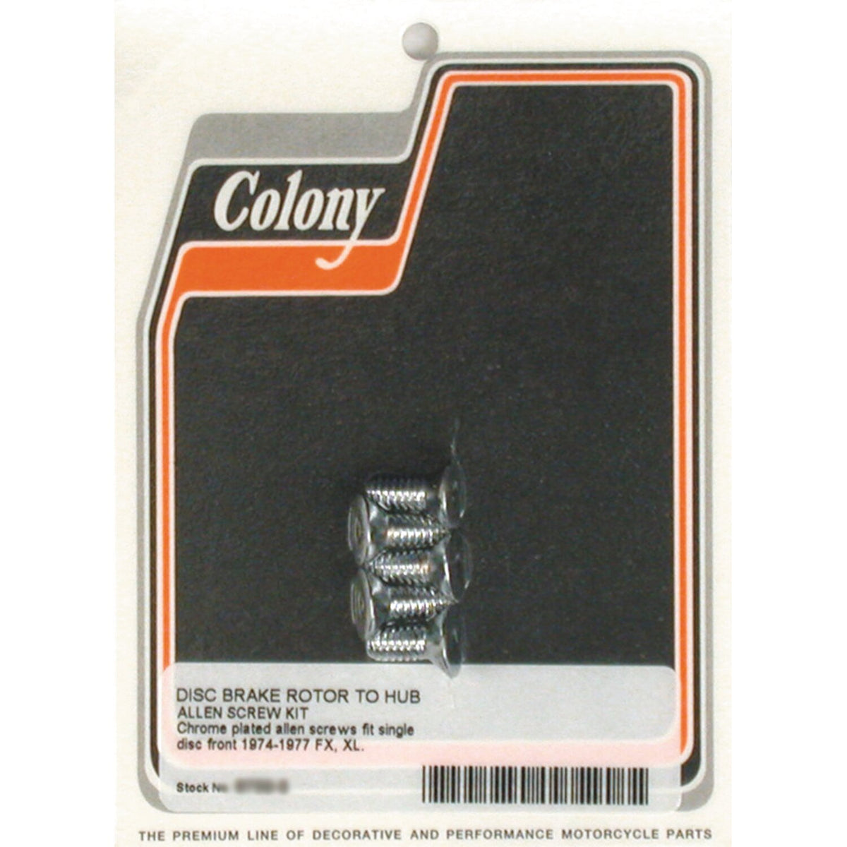 Colony, front brake rotor bolt kit. Chrome