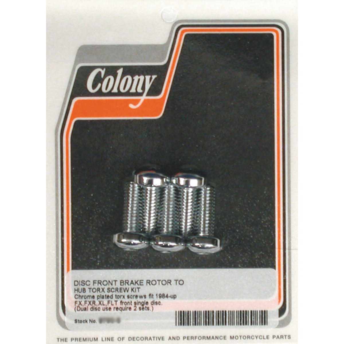 Colony, front brake rotor bolt set. Chrome