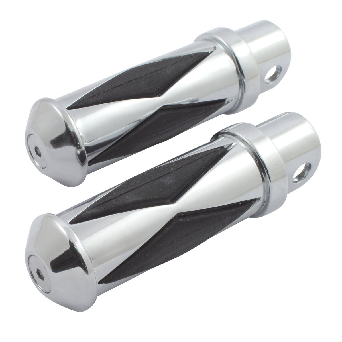 Diamond footpegs, large diameter. female mount. Chrome