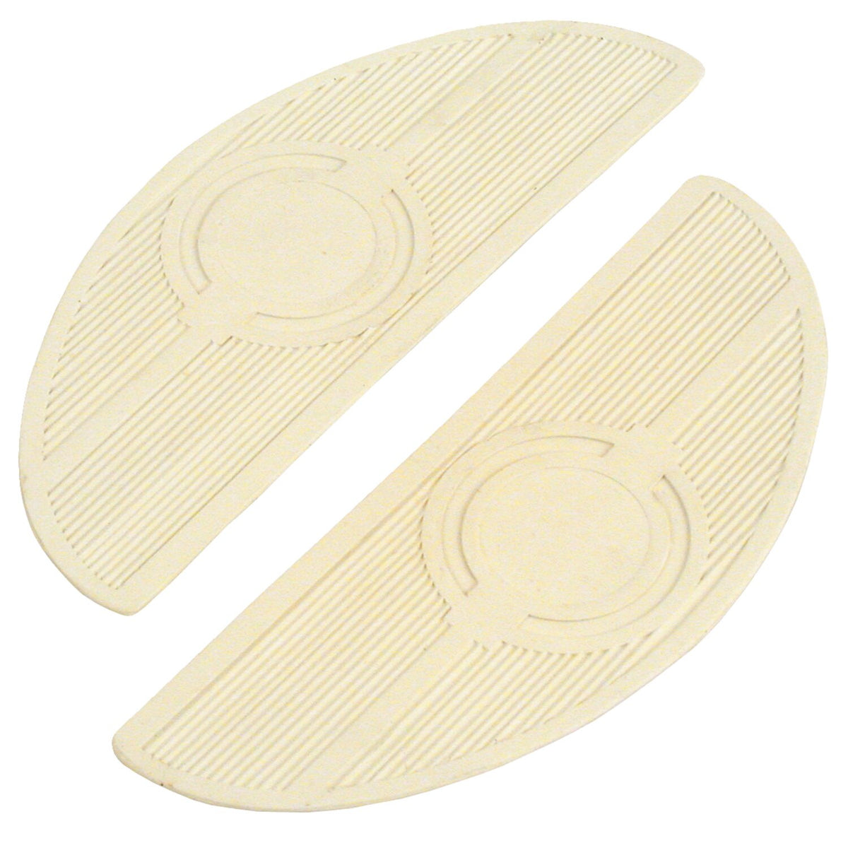 Oval shaped floorboard pads. rider. White