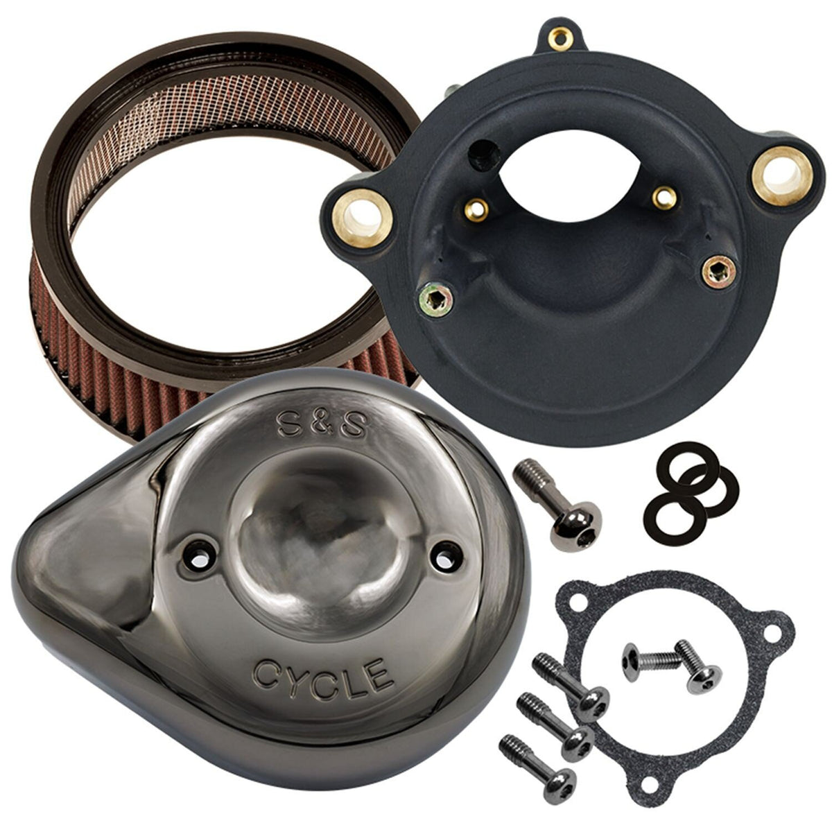 S&S, Stealth Air Cleaner Kit with Lava Chrome Teardrop