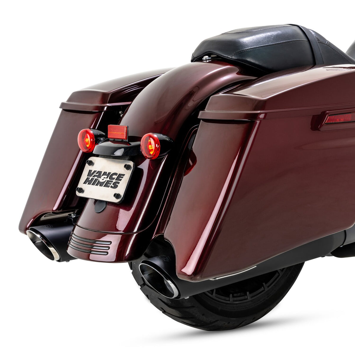 Vance & Hines, 4" Twin Slash Round slip-on mufflers. Black