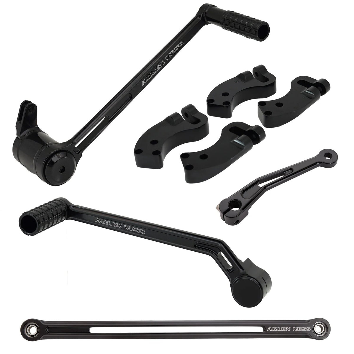 Arlen Ness, +3" extended foot control kit. Black