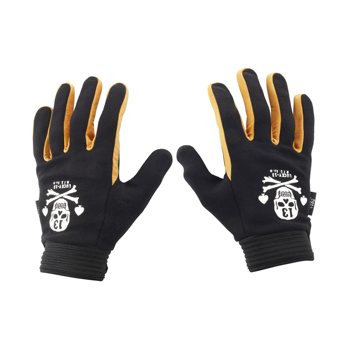 Lucky 13 Pirate Skull gloves black /yellow