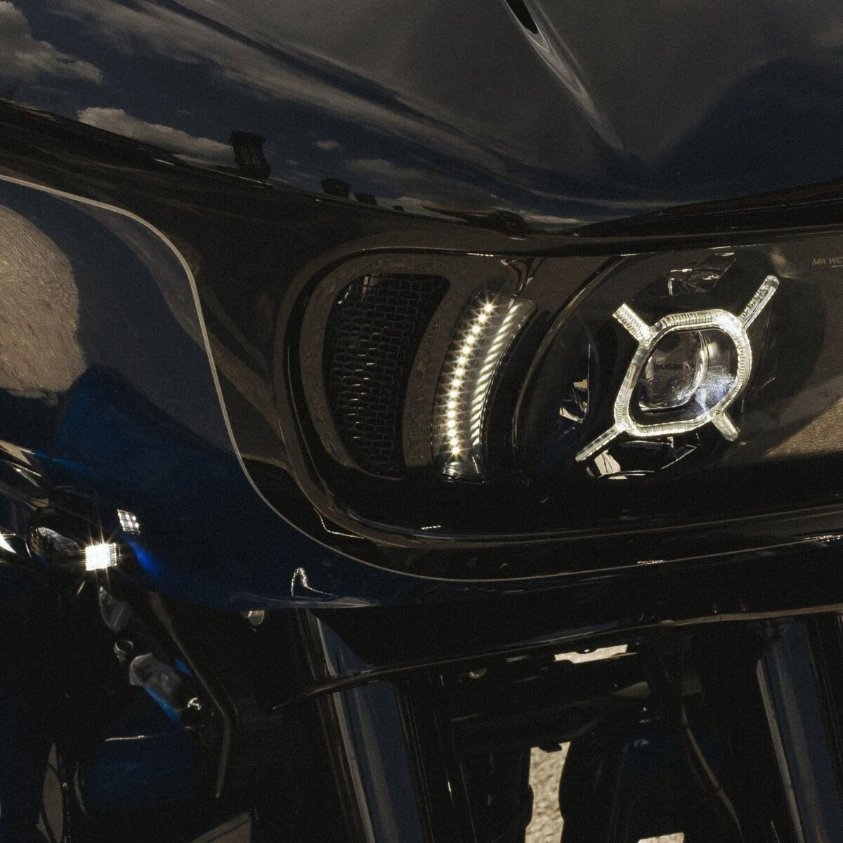 Custom Dynamics, V2 Road Glide LED Vents inserts. Black