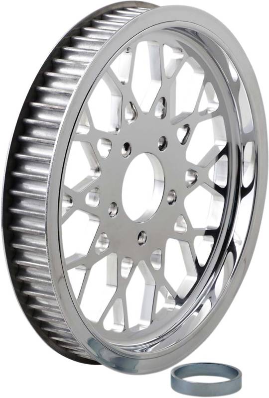 BDL RPMS-65 polished Mesh rear belt pulley, 65 teeth, 1 1/2 inch
