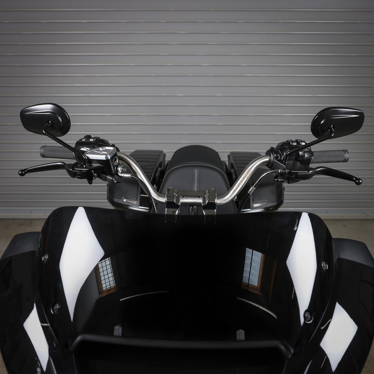 Stainless high-bend handlebar installation view; other parts not included