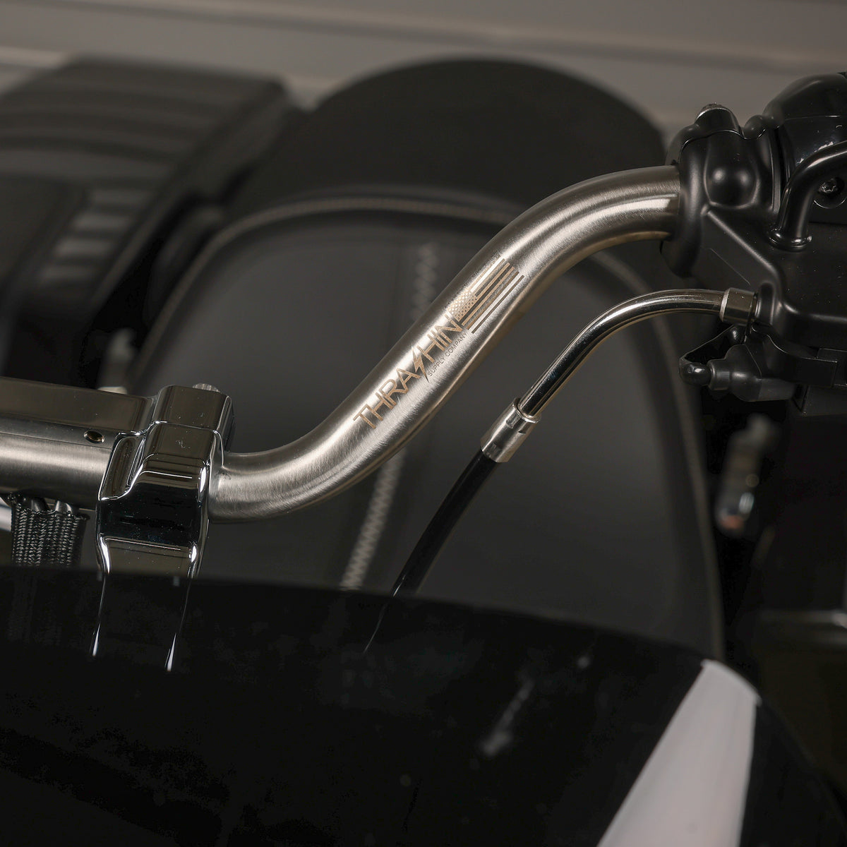 Stainless high-bend handlebar installation view; other parts not included