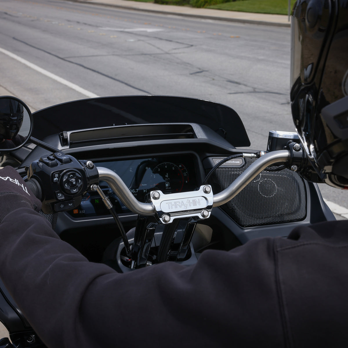 Stainless high-bend handlebar installation view; other parts not included