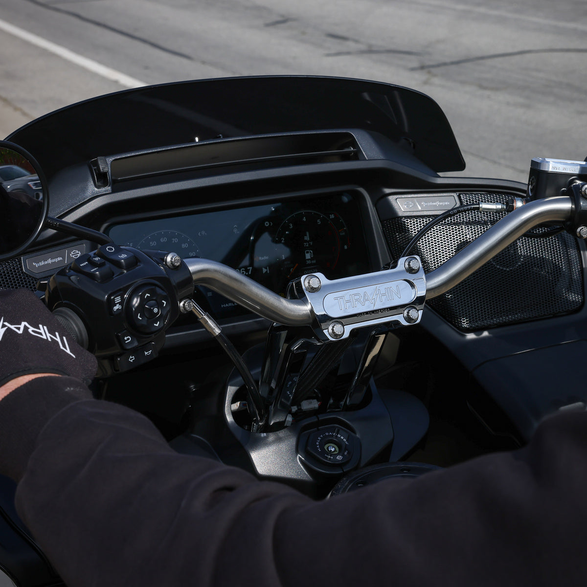 Stainless mid-bend handlebar installation; other parts not included