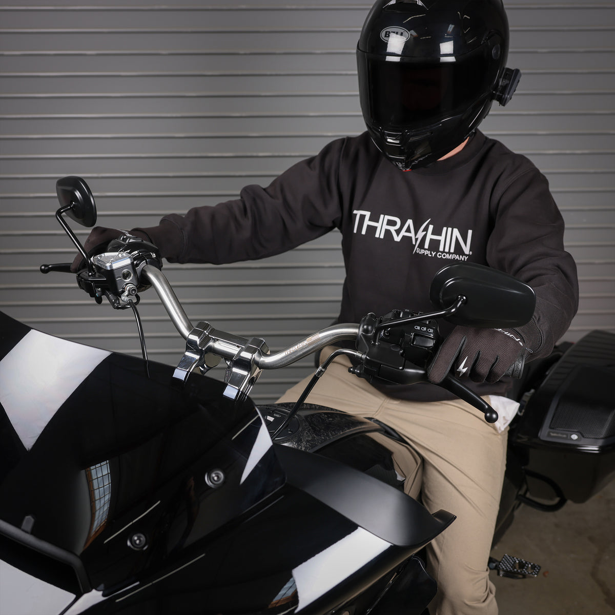 Stainless mid-bend handlebar installation; other parts not included