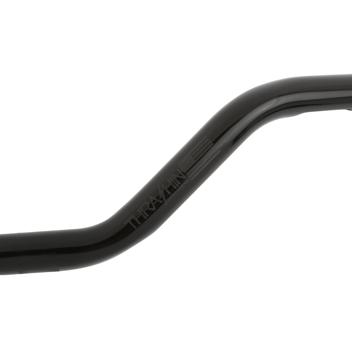 Thrashin Mid Bend black handlebar laser logo detail