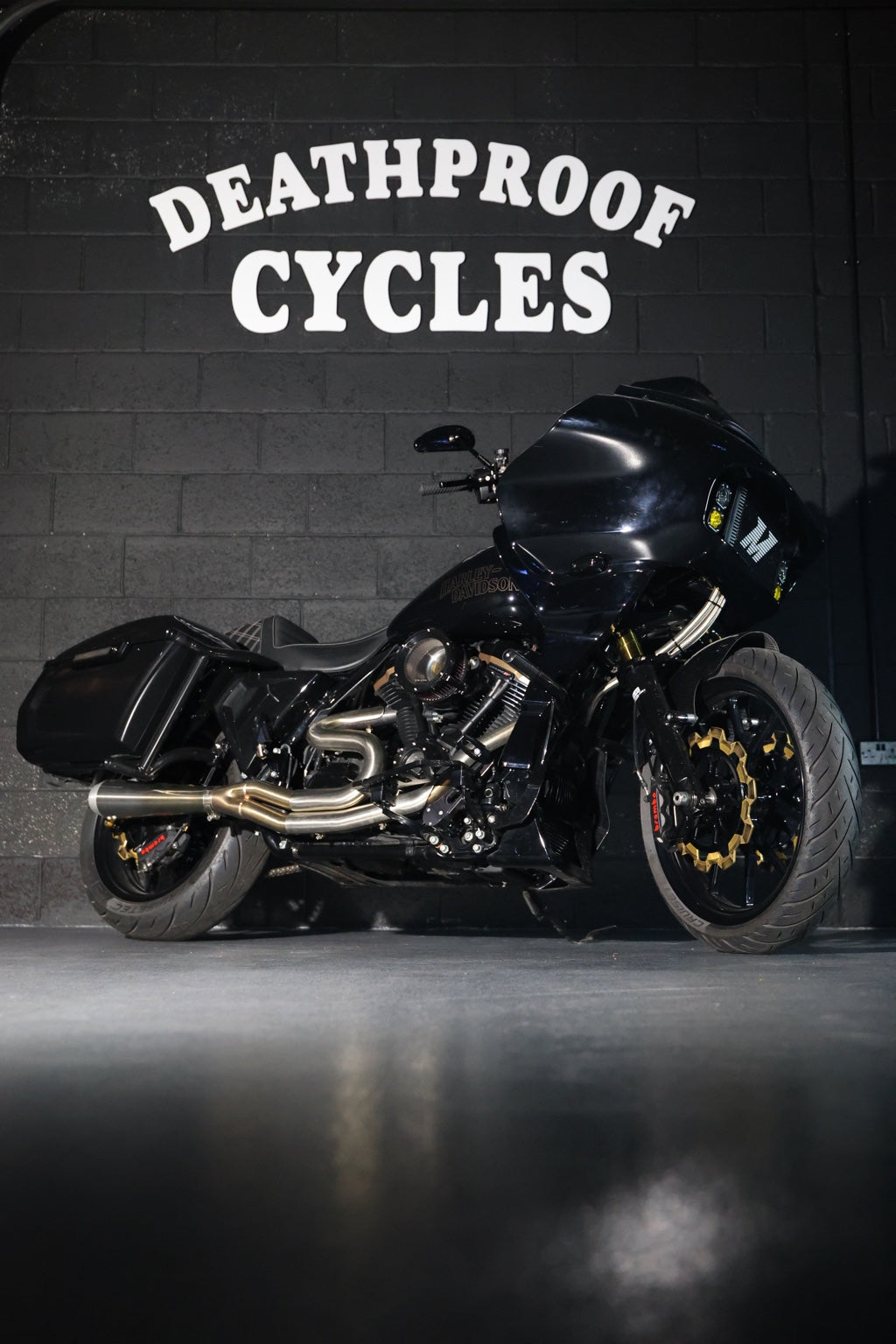 Custom black Harley-Davidson at Deathproof Cycles