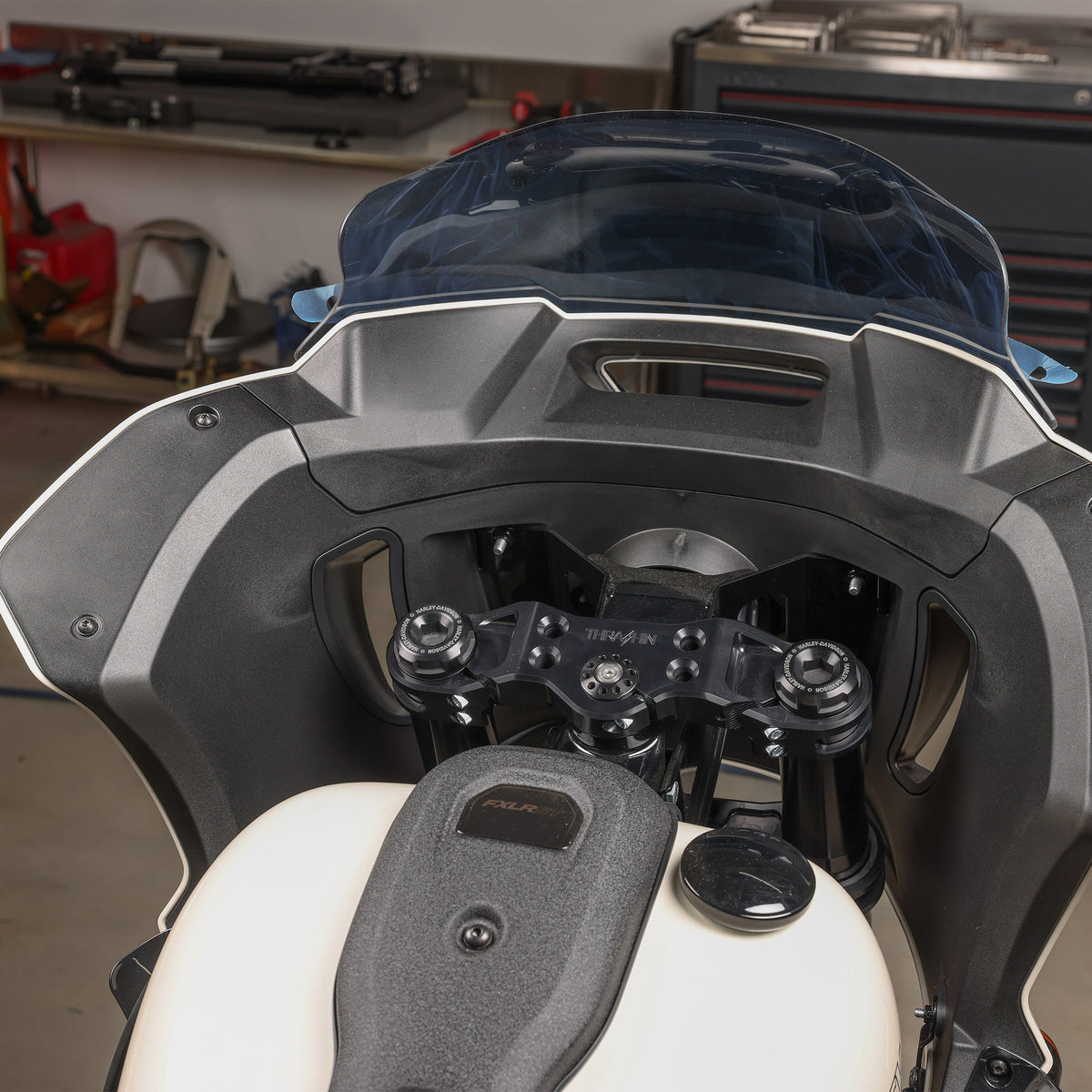 Thrashin TSC-2914-1 black Softail triple tree set; motorcycle and other installed components not included