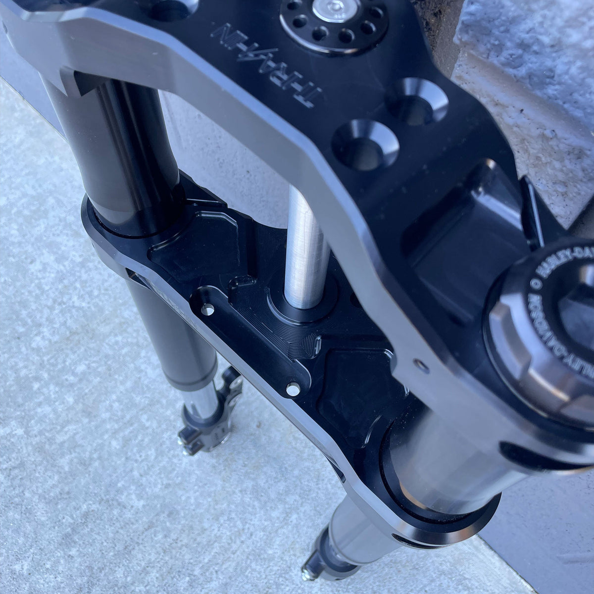 Thrashin TSC-2914-1 black Softail triple tree set; motorcycle and other installed components not included