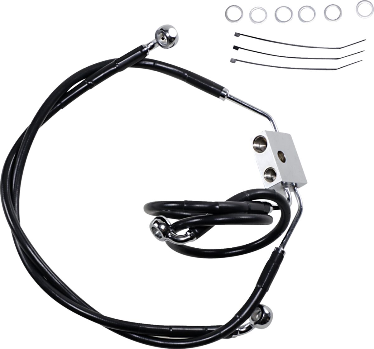 Drag Specialties Extended Length Black Vinyl Brake Line Kit