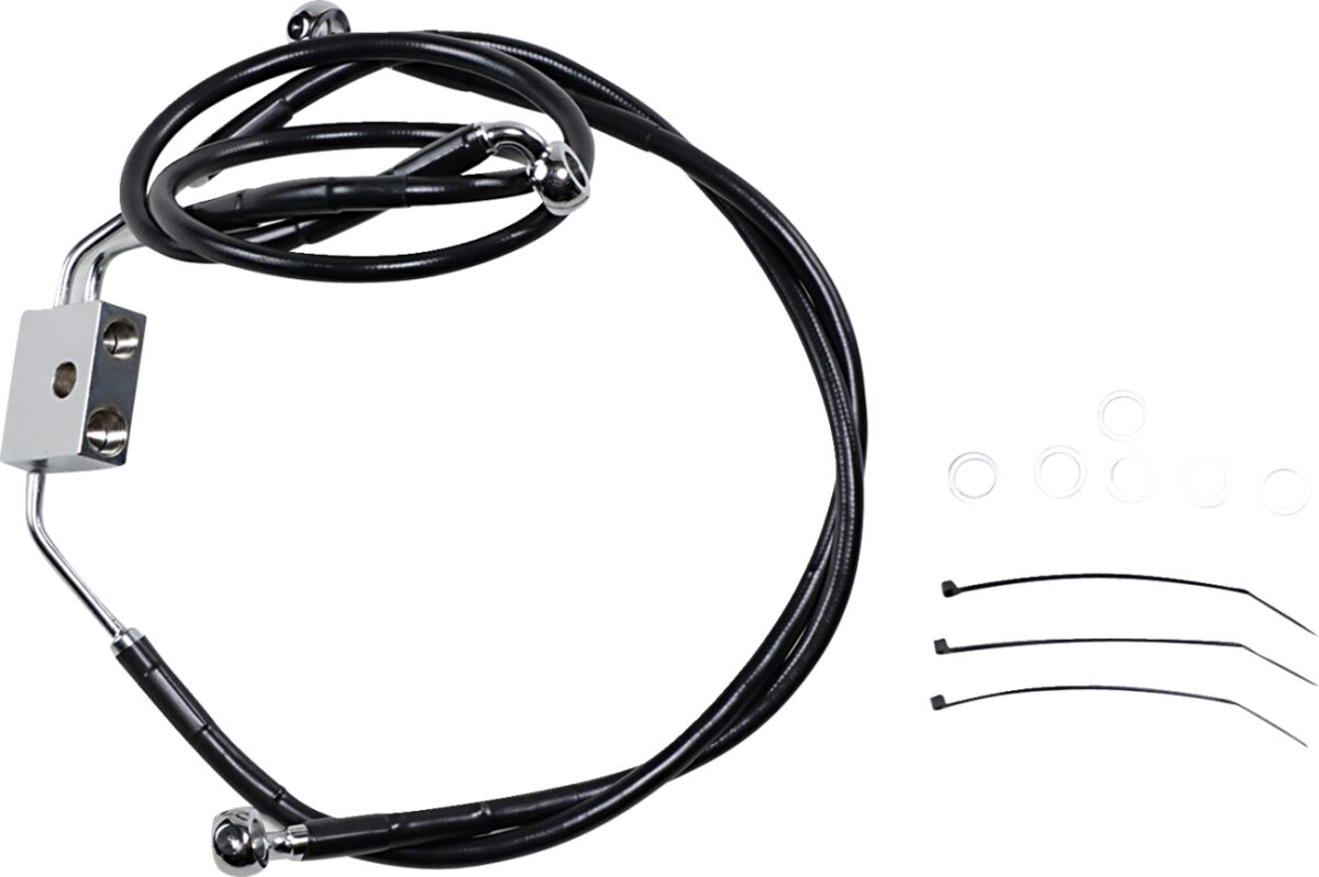 Drag Specialties Extended Length Black Vinyl Brake Line Kit