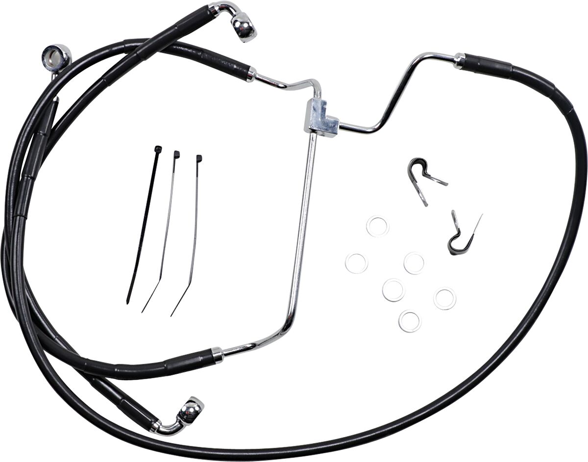 Drag Specialties Extended Length Black Vinyl Brake Line Kit