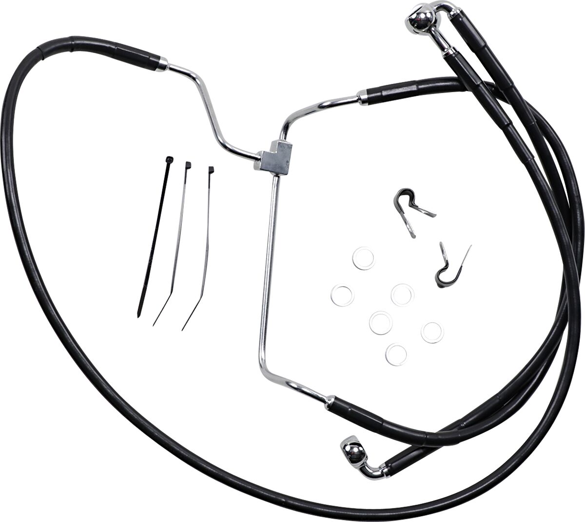Drag Specialties Extended Length Black Vinyl Brake Line Kit