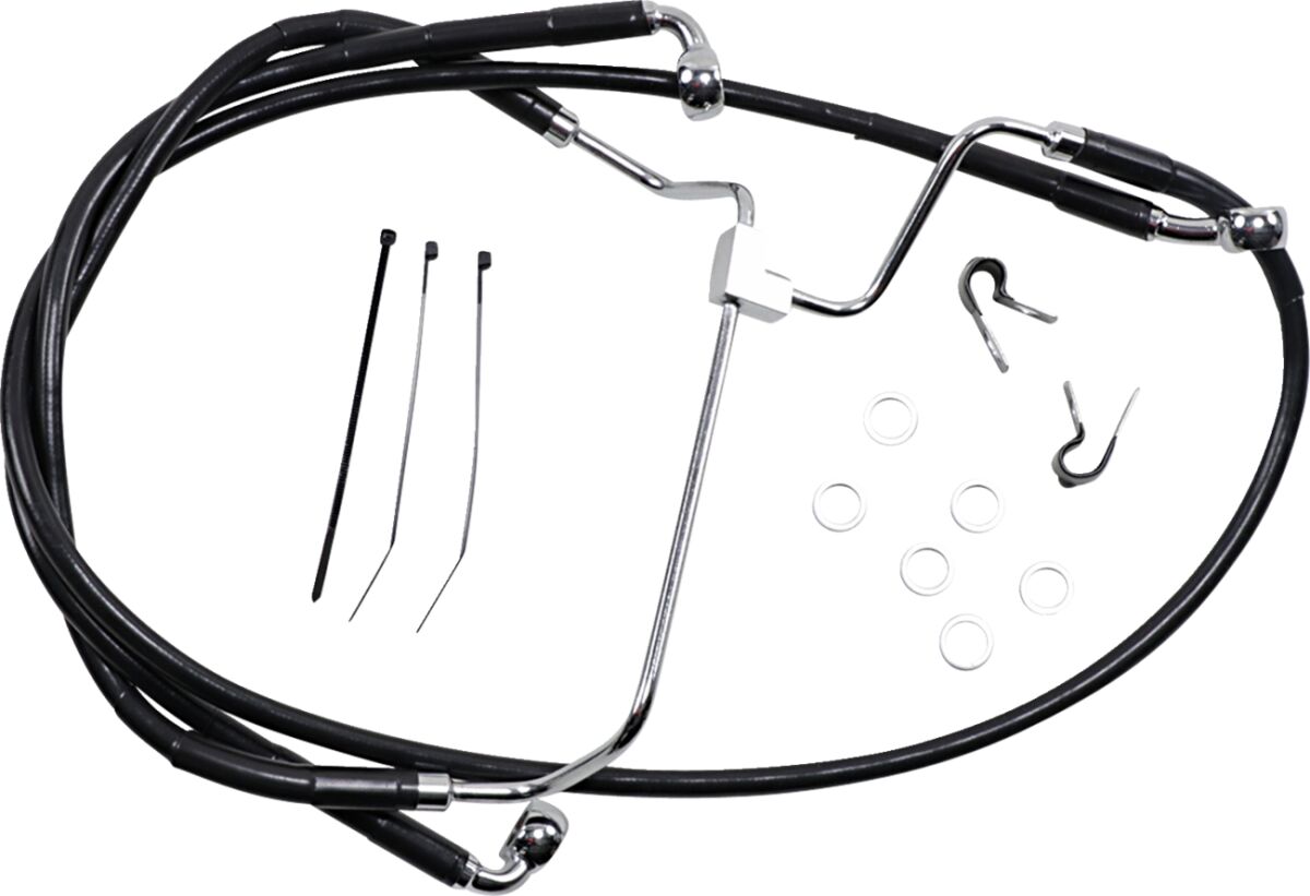 Drag Specialties Extended Length Black Vinyl Brake Line Kit